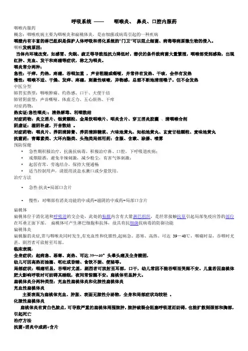 咽炎鼻炎口腔用药