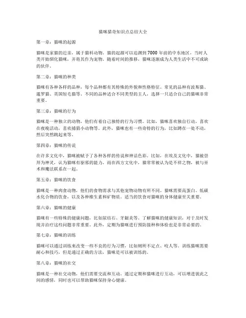 猫咪猎奇知识点总结大全