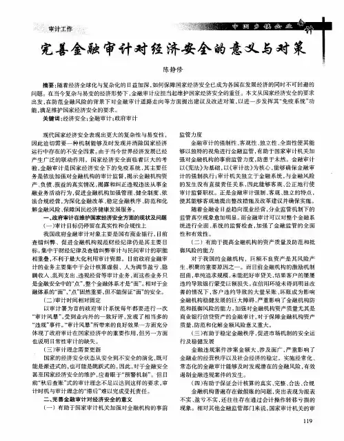 完善金融审计对经济安全的意义与对策