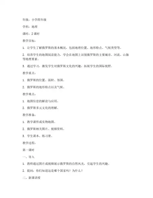 俄罗斯小学教学法教案模板