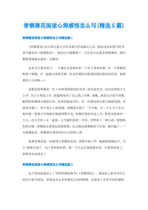 青铜葵花阅读心得感悟怎么写(精选5篇)