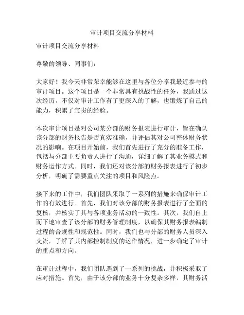 审计项目交流分享材料
