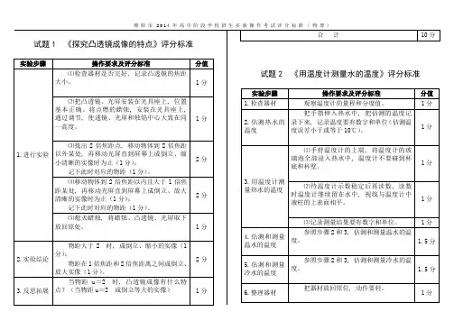 2014物理实验评分标准