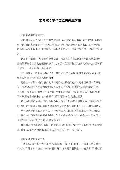 志向600字作文范例高三学生