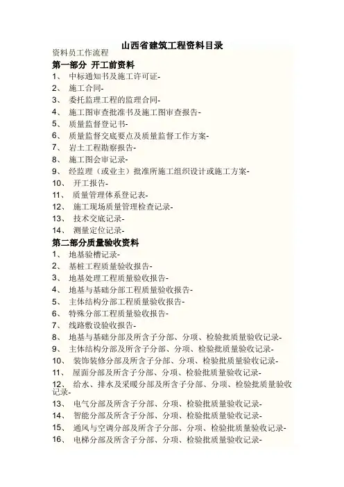 山西省建筑工程资料目录