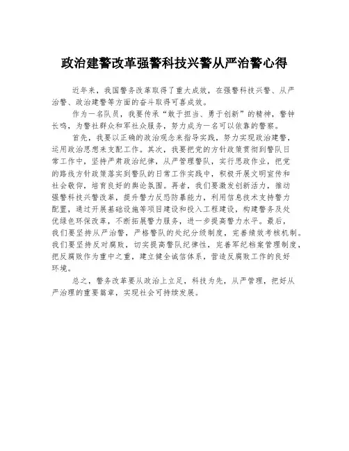 政治建警改革强警科技兴警从严治警心得