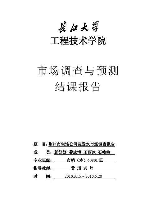 荆州市宝洁公司洗发水市场调查报告