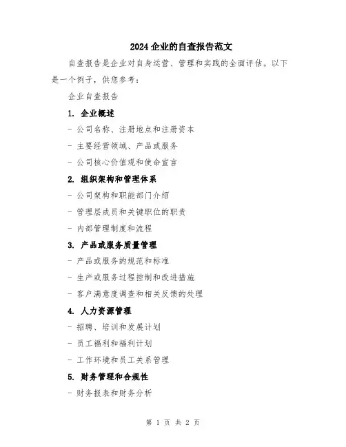 2024企业的自查报告范文