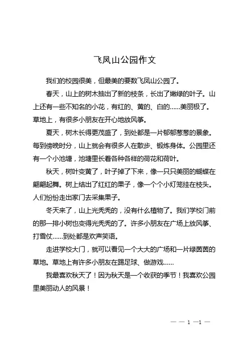 飞凤山公园作文