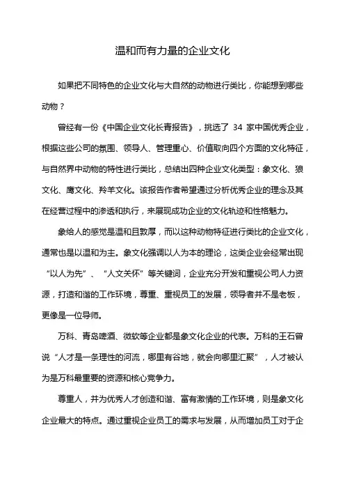 温和而有力量的企业文化