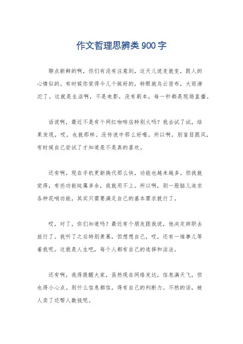 作文哲理思辨类900字