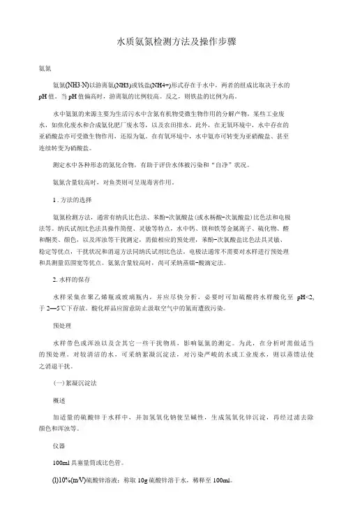 水质氨氮检测方法及操作步骤