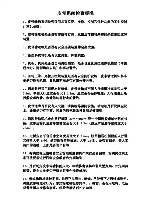 皮带系统专项检查标准