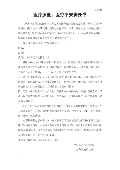 医疗安全责任书(5篇)