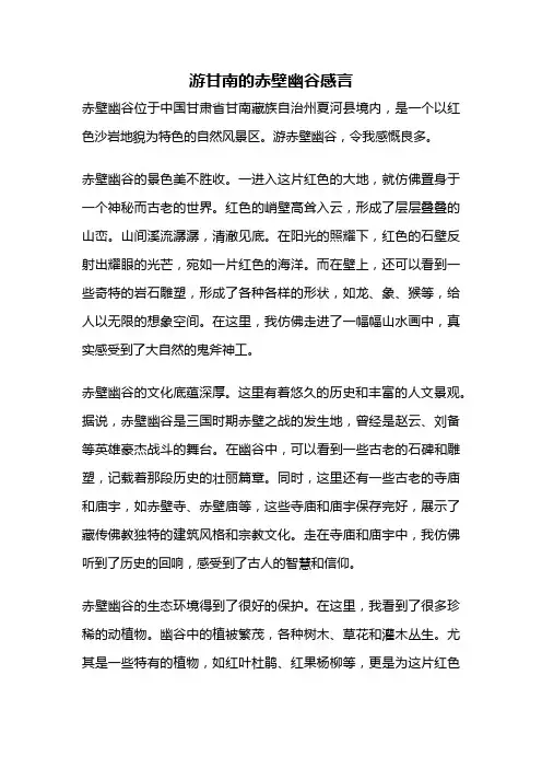 游甘南的赤壁幽谷感言