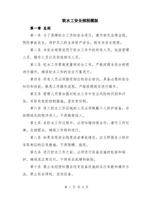 软水工安全规程模版