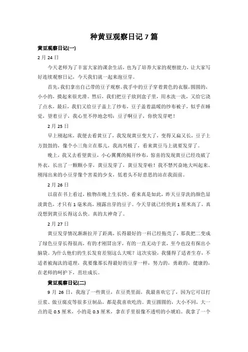 种黄豆观察日记7篇
