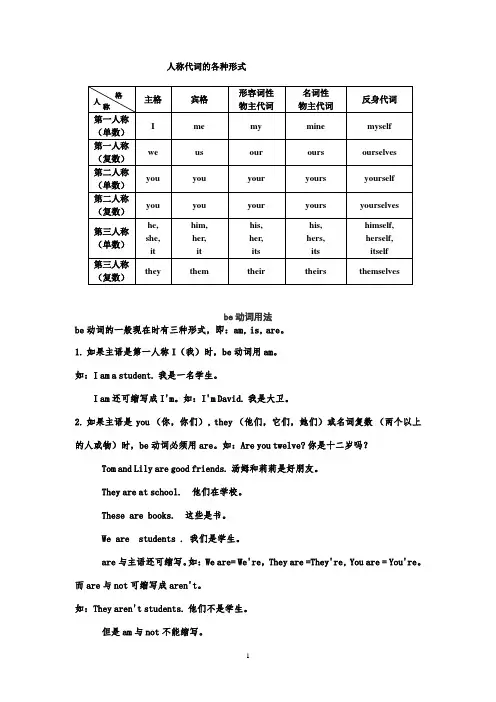 人称代词的各种形式