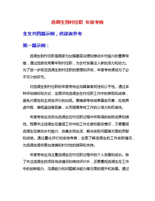选调生到村任职 年度考核