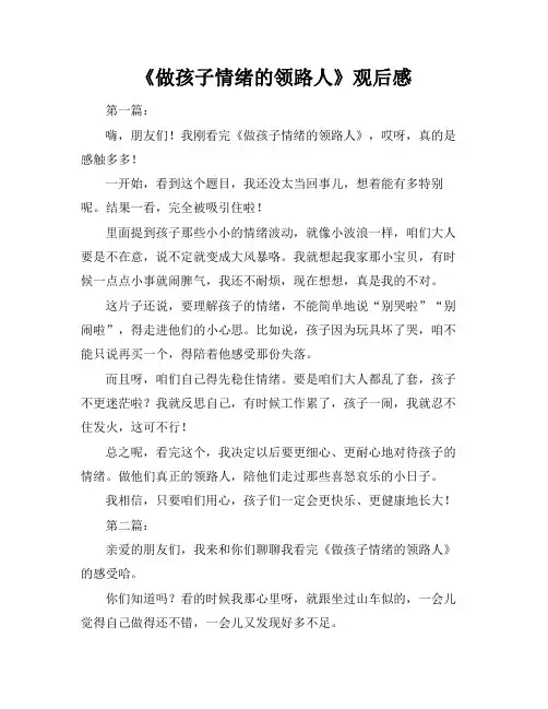 《做孩子情绪的领路人》观后感