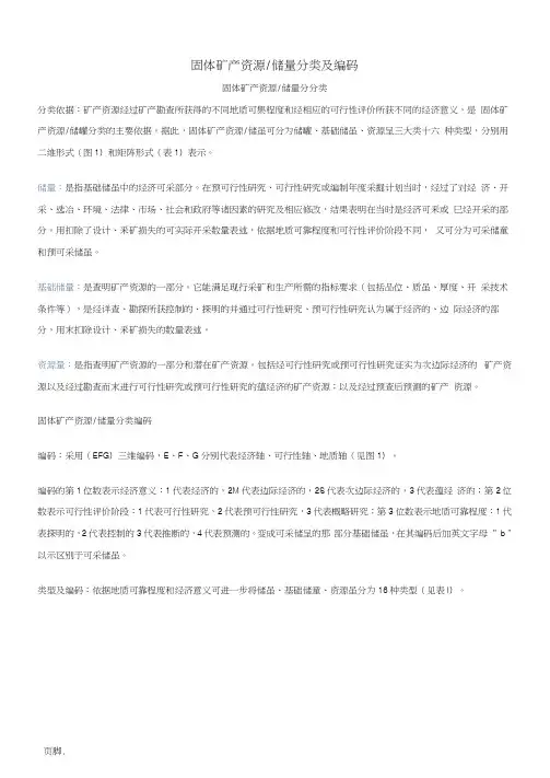 固体矿产资源储量分类及编码