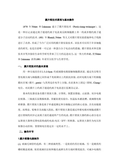 膜片钳重点技术原理与基本操作