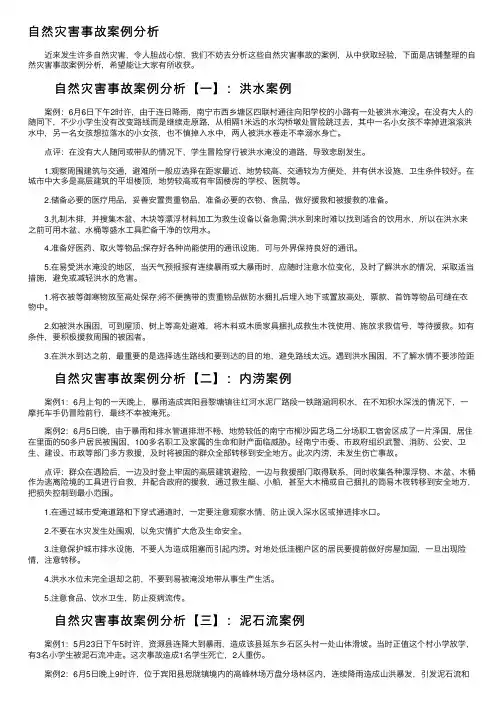 自然灾害事故案例分析