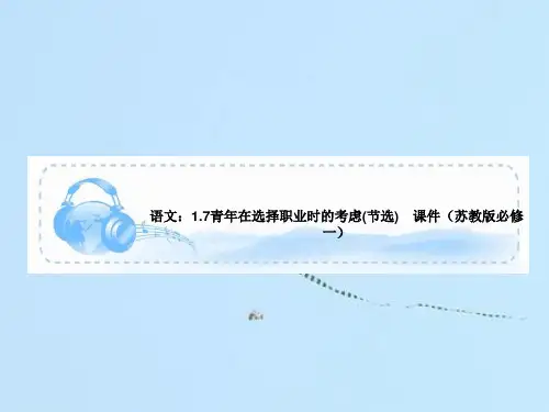 青年在选择职业时的考虑PPT教学课件