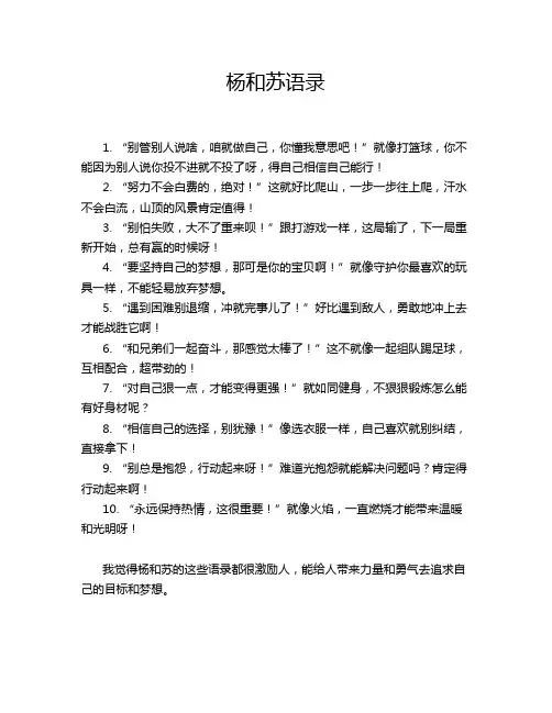 杨和苏语录