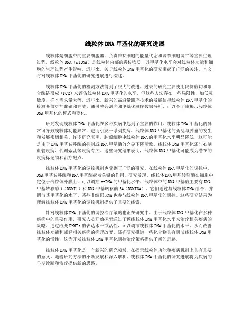 线粒体DNA甲基化的研究进展