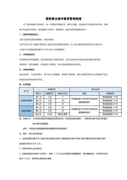 普药冲窜货管理措施