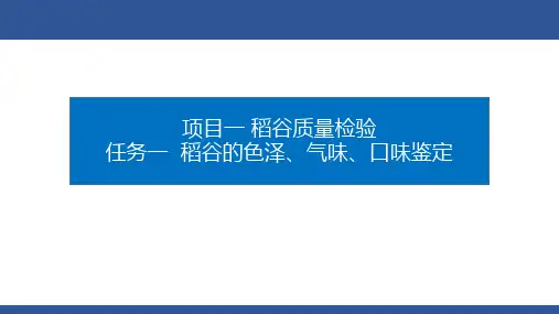 粮油质量检验 课件 项目一稻谷质量检验