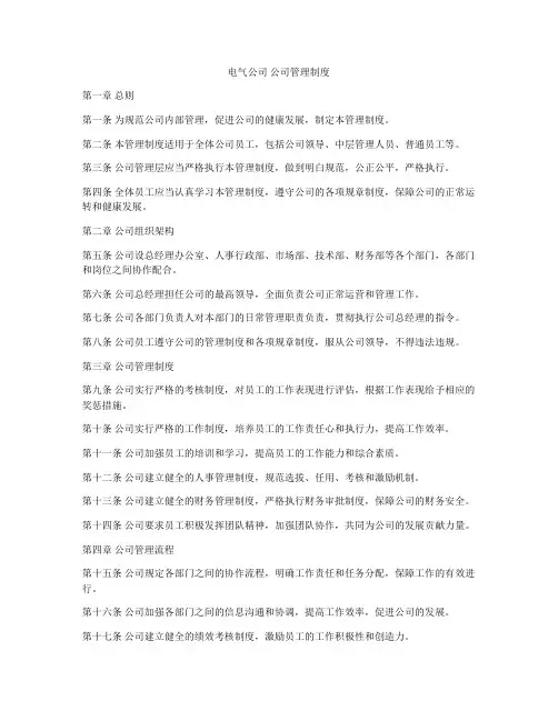 电气公司 公司管理制度