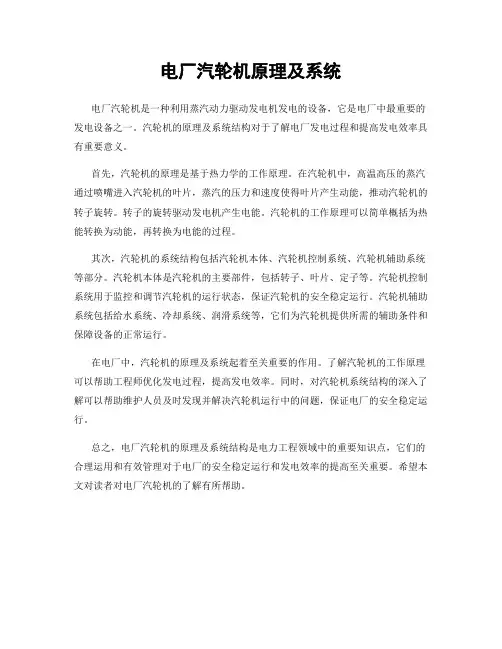 电厂汽轮机原理及系统