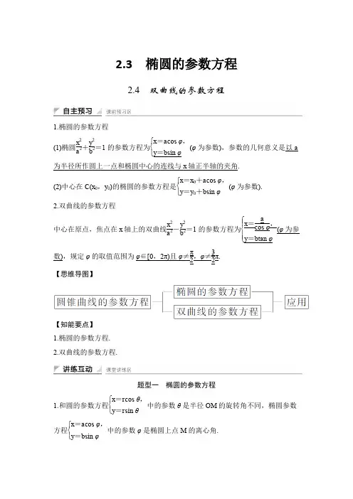 第2章2.3~2.4  椭圆与双曲线的参数方程