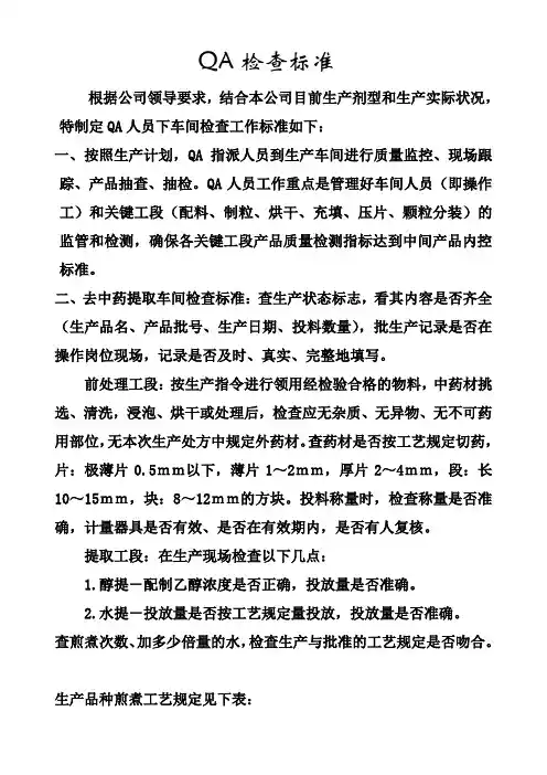 QA标准