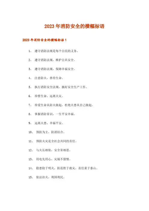 2023年消防安全的横幅标语