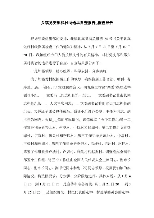 乡镇党支部和村民选举自查报告_检查报告.doc