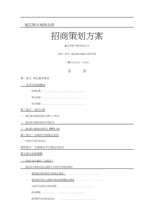 威尼斯水城商业步行街招商方案