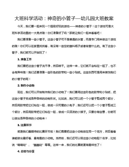 大班科学活动：神奇的小管子—幼儿园大班教案