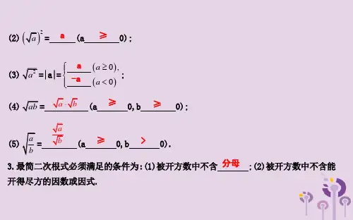 八年级数学下册第十六章二次根式章末知识复习课件新版新人教版