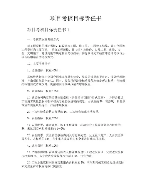 项目考核目标责任书