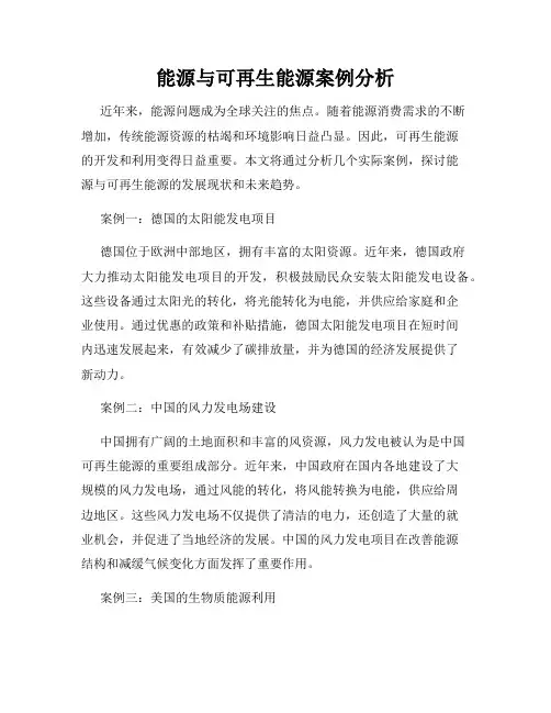 能源与可再生能源案例分析