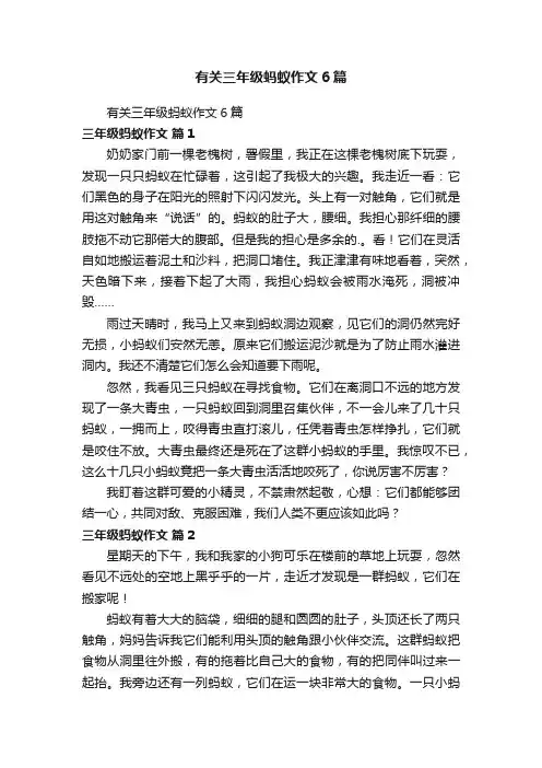 有关三年级蚂蚁作文6篇