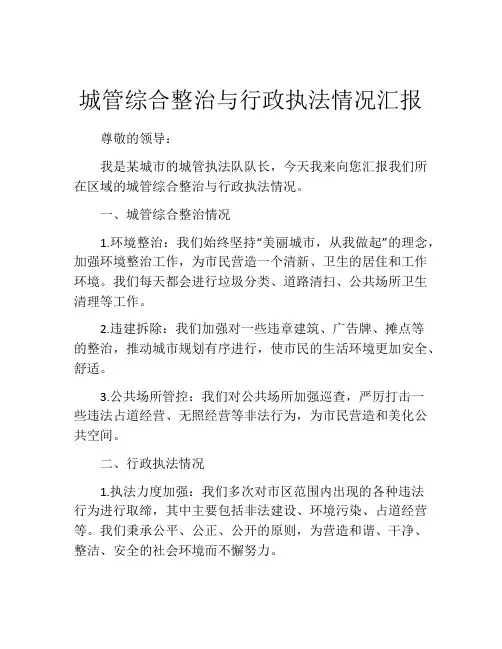 城管综合整治与行政执法情况汇报