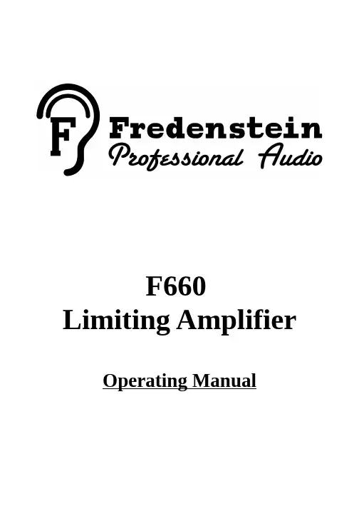 Fredenstein F660 限幅放大器操作手册概述说明书
