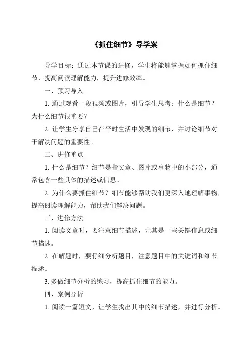 《抓住细节导学案》
