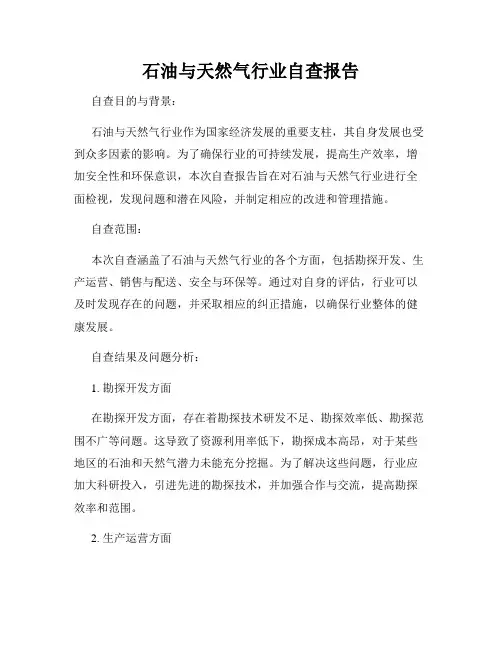 石油与天然气行业自查报告