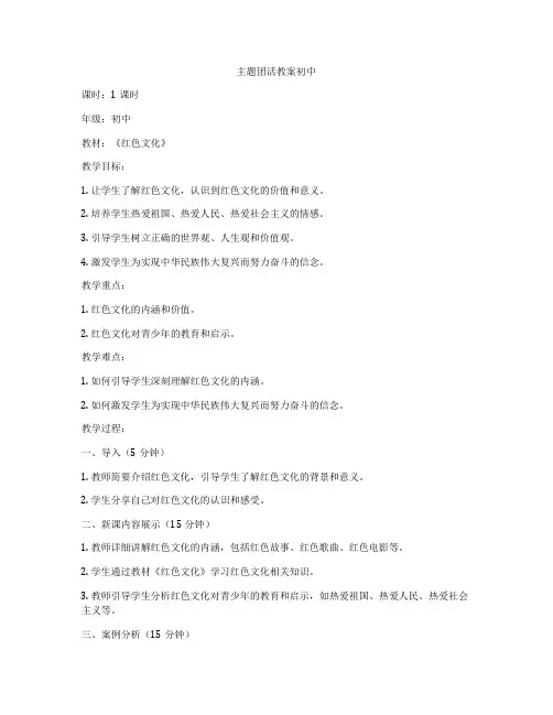 主题团活教案初中