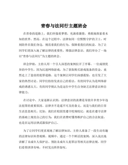 青春与法同行主题班会